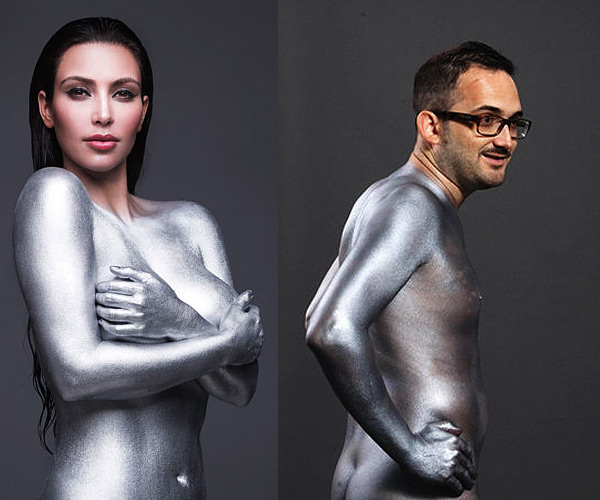 The Shimmering Transformation: Kim Kardashian Covered in Silver 